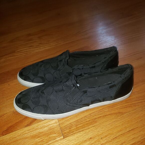 Coach Jaquard Alegra Black Slip-On Flats - Picture 3 of 7